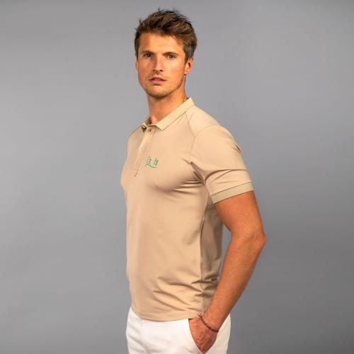 Beige piqué polo