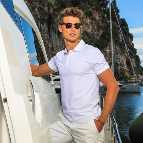 White stretch polo